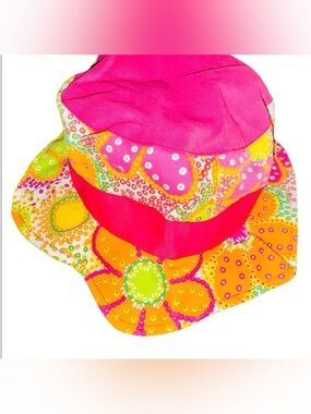 NWT Jamie Rae baby girl size 3-12 sun hat floral UVA UVB Protection chin strap